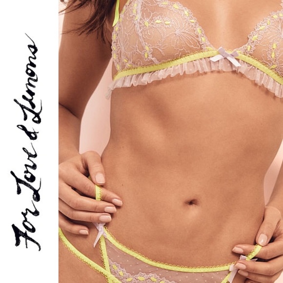 For Love and Lemons Neon Buttercup Lace Bralette S-DD Neon NEW - Picture 2 of 4